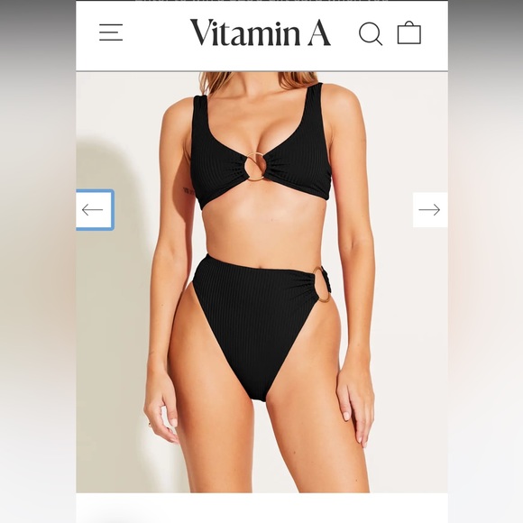 NWT Vitamin A LOLITA brown ribbed ring high leg highrise swim bikini bottoms 6 S - Picture 12 of 13
